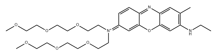 Ethanaminium, N -[7-(ethylamino)-8-methyl-3 H -phenoxazin-3-ylidene]-2-[2-(2-methoxyethoxy)ethoxy]- N -[2-[2-(2-methoxyethoxy)
ethoxy]ethyl]- (ACI) 结构式