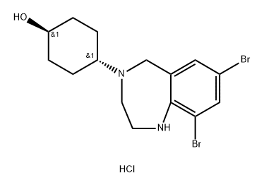 Cyclohexanol, 4-(7,9-dibromo-1,2,3,5-tetrahydro-4H-1,4-benzodiazepin-4-yl)-, hydrochloride (1:1), trans- Struktur