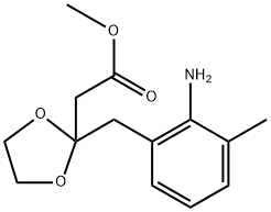 2-(2-氨基-3-甲基苄基)-1,3-二氧戊环-2-基)乙酸甲酯, 2677030-83-8, 结构式