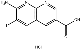 7-氨基-6-碘-1,8-萘吡啶-3-羧酸盐酸盐 结构式