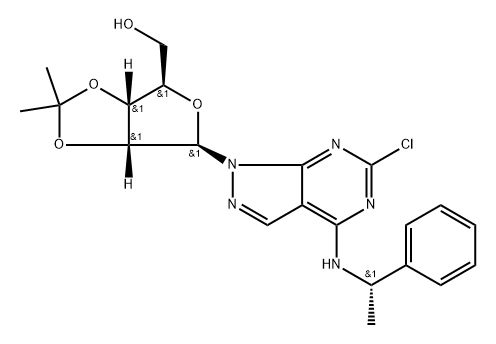 6-Chloro-1-[2,3-O-(1-methylethylidene)-?-D-ribofuranosyl]-N-[(1R)-1-phenylethyl]-1H-pyrazolo[3,4-d]pyrimidin-4-amine Structure
