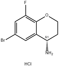 2H-1-Benzopyran-4-amine, 6-bromo-8-fluoro-3,4-dihydro-, hydrochloride (1:1), (4S)-,2703513-99-7,结构式