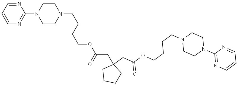 Bis(4-(4-(pyrimidin-2-YL)piperazin-1-YL)butyl) 2,2'-(cyclopentane-1,1-diyl)diacetate Struktur