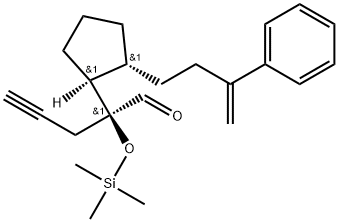 rel-(αR,1R,2S)-2-(3-Phenyl-3-buten-1-yl)-α-2-propyn-1-yl-α-[(trimethylsilyl)oxy]cyclopentaneacetaldehyde Structure