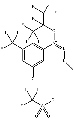 1H-Benzotriazolium, 7-chloro-1-methyl-3-[1,2,2,2-tetrafluoro-1-(trifluoromethyl)ethoxy]-5-(trifluoromethyl)-, 1,1,1-trifluoromethanesulfonate (1:1) Structure