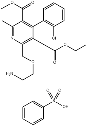 3,5-Pyridinedicarboxylic acid, 2-[(2-aminoethoxy)methyl]-4-(2-chlorophenyl)-6-methyl-, 3-ethyl 5-methyl ester, compd. with benzenesulfonate (1:1) Struktur