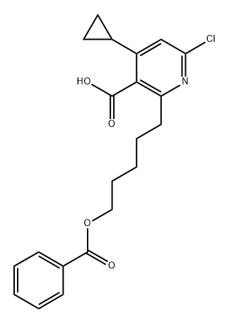 2-(5-(benzoyloxy)pentyl)-6-chloro-4-cyclopropylnicotinic acid Struktur