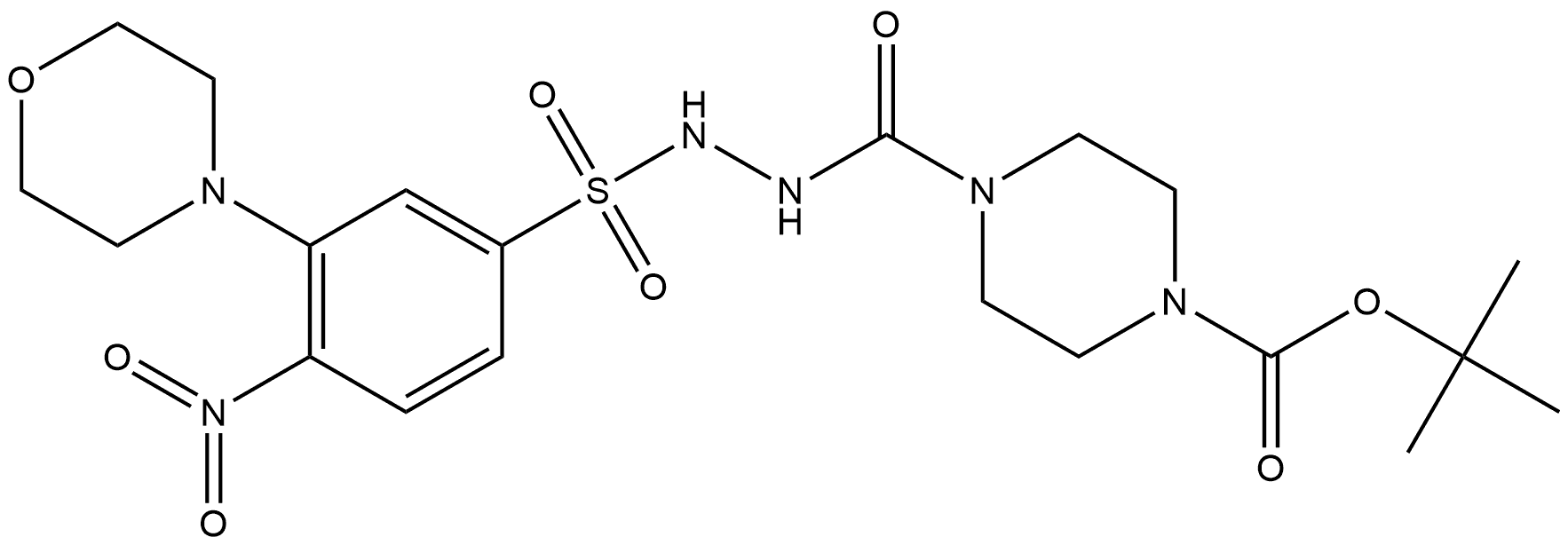 tert-butyl 4-(2-((3-morpholino-4-nitrophenyl)sulfonyl)hydrazine-1-carbonyl)piperazine-1-carboxylate 结构式
