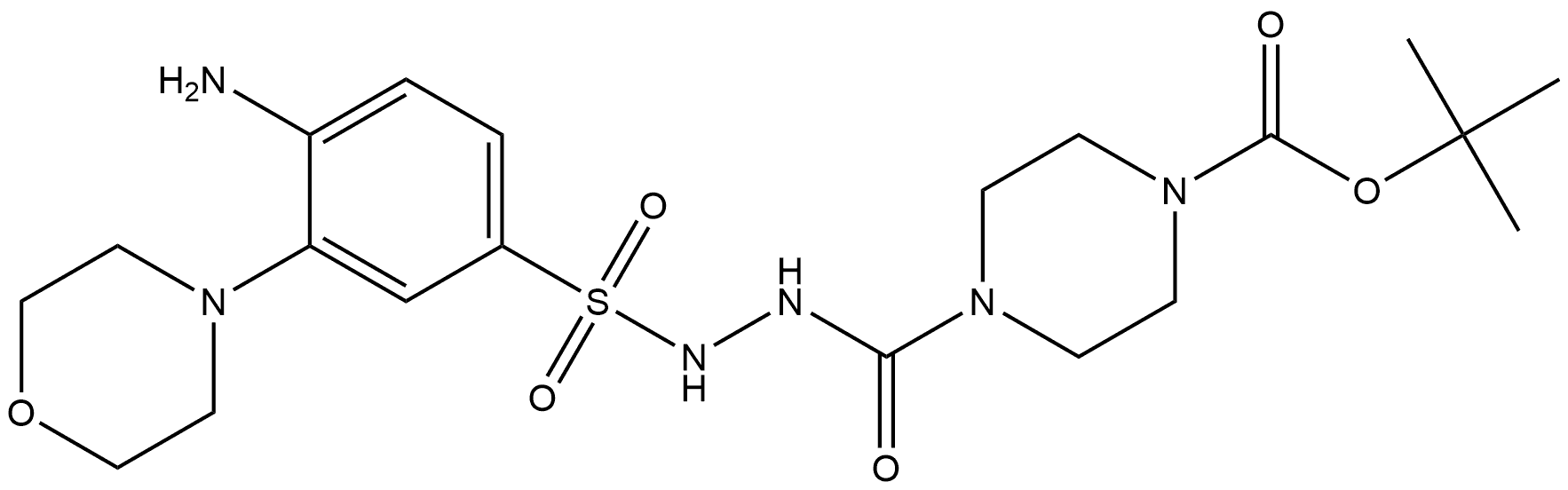 tert-butyl 4-(2-((4-amino-3-morpholinophenyl)sulfonyl)hydrazine-1-carbonyl)piperazine-1-carboxylate 结构式