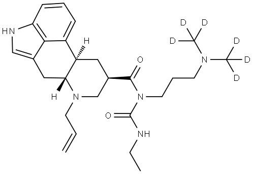 Ergoline-8-carboxamide, N-[3-[di(methyl-d3)amino]propyl]-N-[(ethylamino)carbonyl]-6-(2-propen-1-yl)-, (8β)- Struktur