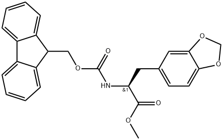 (S)-2-(FMOC-氨基)-3-(苯并[D][1,3]二噁茂-5-基)丙酸甲酯 结构式