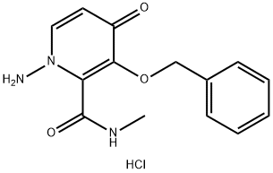 2-Pyridinecarboxamide, 1-amino-1,4-dihydro-N-methyl-4-oxo-3-(phenylmethoxy)-, hydrochloride (1:1) Structure