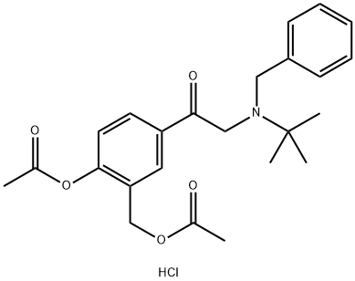 4-Acetyloxy-3-acetyloxymethyl-(N-benzyl-N-tertbutylamino)acetophenone hydrochloride Structure