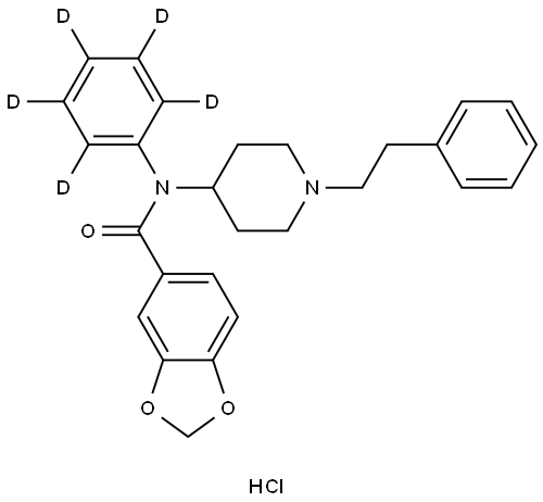N-(1-phenethylpiperidin-4-yl)-N-(phenyl-d5)benzo[d][1,3]dioxole-5-carboxamide,monohydrochloride Structure