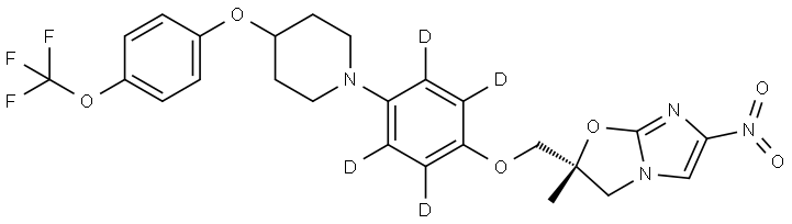 1-(4-{[(2R)-2-methyl-6-nitro-2H,3H-imidazo[2,1-b][1,3]oxazol-2-yl]methoxy}(2,3,5,6-2H?)phenyl)-4-[4-(trifluoromethoxy)phenoxy]piperidine Struktur