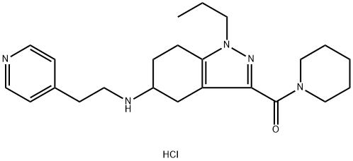 Methanone, 1-piperidinyl[4,5,6,7-tetrahydro-1-propyl-5-[[2-(4-pyridinyl)ethyl]amino]-1H-indazol-3-yl]-, hydrochloride (1:2) Structure