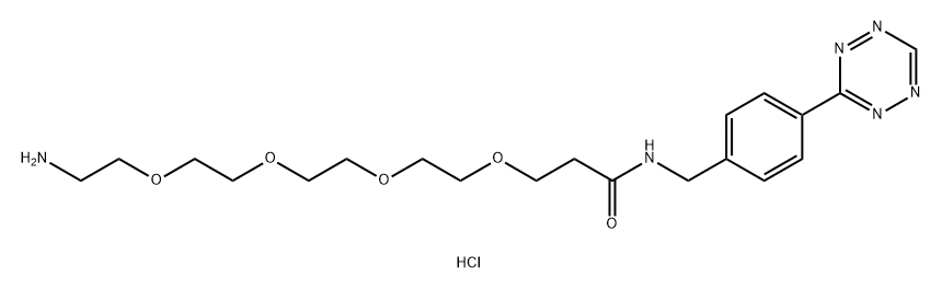4,7,10,13-Tetraoxapentadecanamide, 15-amino-N-[[4-(1,2,4,5-tetrazin-3-yl)phenyl]methyl]-, hydrochloride (1:1) Struktur