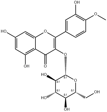2-(3-Hydroxy-4-methoxyphenyl)-3-(β-D-glucopyranosyloxy)-5,7-dihydroxy-4H-1-benzopyran-4-one Structure
