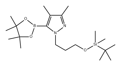 1-(3-((叔丁基二甲基甲硅烷基)氧基)丙基)-3,4-二甲基-5-(4,4,5,5-四甲基-1,3,2-二氧硼杂环戊烷-2-基)-1H- 吡唑 结构式
