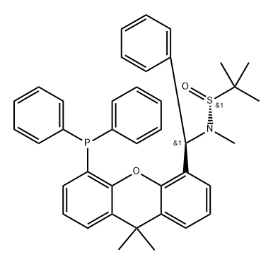 S(R)]-N-[(R)-[5-(二苯基膦)-9,9-二甲基-9H-4-氧杂蒽]苯甲基]-N-甲基-2-叔丁基亚磺酰胺, 2757083-09-1, 结构式