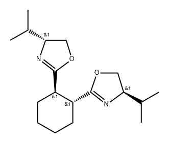 (1R,2R)-1,2-双((R)-4-异丙基-4,5-二氢恶唑-2-基)环己烷 结构式