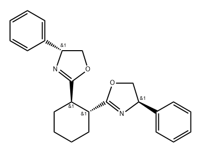(1R,2R)-1,2-双((R)-4-苯基-4,5-二氢恶唑-2-基)环己烷 结构式