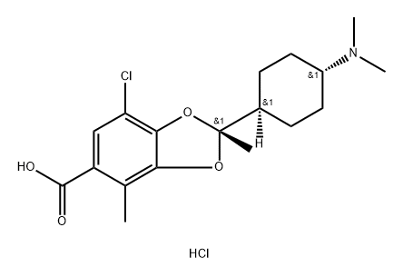 1,3-Benzodioxole-5-carboxylic acid, 7-chloro-2-[trans-4-(dimethylamino)cyclohexyl]-2,4-dimethyl-, hydrochloride (1:1), (2R)- Structure