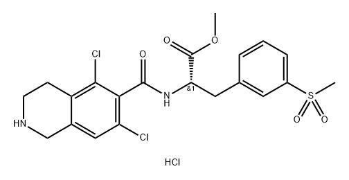 methyl (S)-2-(5,7-dichloro-1,2,3,4-tetrahydroisoquinoline-6-carboxamido)-3-(3-(methylsulfonyl)phenyl) propanoate hydrochloride Structure