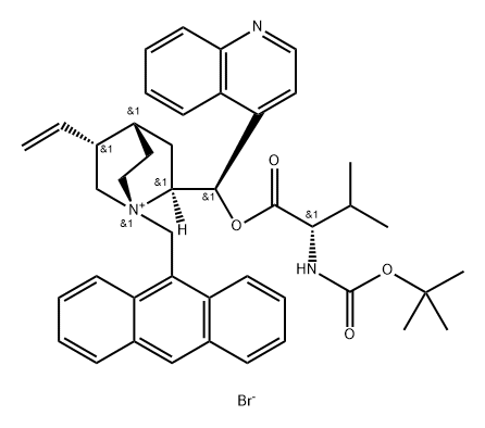 L-Valine, 1-(9-anthracenylmethyl)-9-[(2S)-4-(1,1-dimethylethoxy)-2-(1-methylethyl)-1,4-dioxobutoxy]-, bromide (1:1), (8α,9R)- Structure
