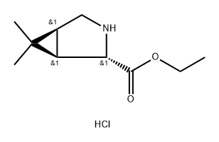 (1R,2S,5S)-6,6-二甲基-3-氮杂双环[3.1.0]己烷-2-羧酸乙酯盐酸盐,2761206-59-9,结构式