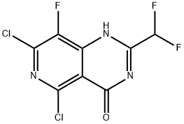 5,7-二氯-2-(二氟甲基)-8-氟嘧啶[4,3-D]嘧啶-4(3H)-酮,2763159-69-7,结构式