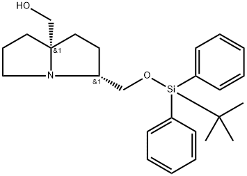 ((3R,7AS)-3-(((叔丁基二苯基甲硅烷基)氧基)甲基)四氢-1H-吡咯啉-7A(5H)-基)甲醇 结构式