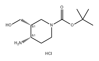 (3R,4S)-1-BOC-4-氨基-3-羟甲基-哌啶盐酸盐 结构式