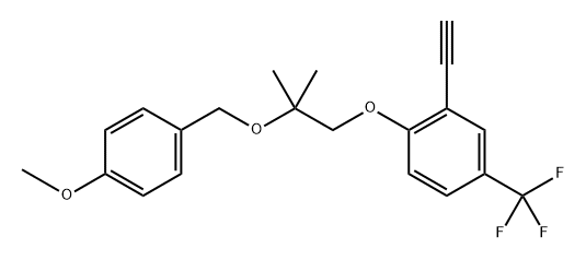 2-ethynyl-1-(2-((4-methoxybenzyl)oxy)-2-methylpropoxy)-4-(trifluoromethyl)benzene 结构式