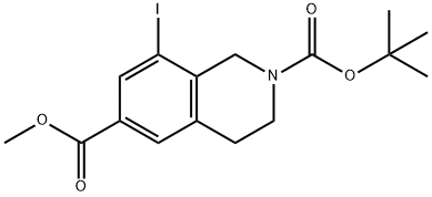 2-叔丁基 6-甲基 8-碘 -3,4-二氢异喹啉-2,6(1H)-二羧酸酯, 2765076-90-0, 结构式