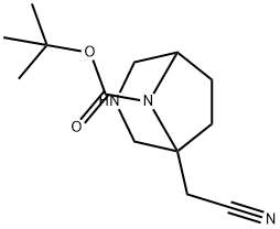 tert-Butyl 1-(cyanomethyl)-3,8-diazabicyclo[3.2.1]octane-8-carboxylate Structure