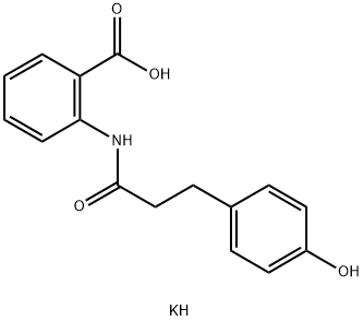 Benzoic acid, 2-[[3-(4-hydroxyphenyl)-1-oxopropyl]amino]-, potassium salt (1:1) Struktur