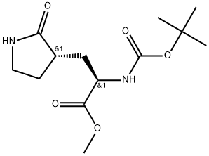 3-Pyrrolidinepropanoic acid, α-[[(1,1-dimethylethoxy)carbonyl]amino]-2-oxo-, methyl ester, (αR,3S)- Struktur