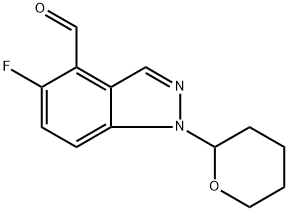 5-Fluoro-1-(tetrahydro-2H-pyran-2-yl)-1H-indazole-4-carbaldehyde Struktur