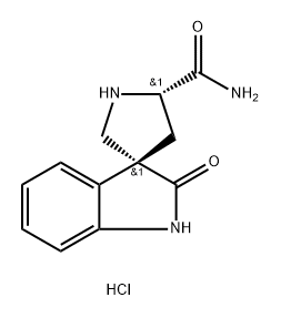 (3R,5'S)-2-oxospiro[indoline-3,3'-pyrrolidine]-5'-carboxamide hydrochloride Struktur