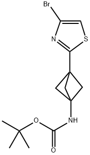 叔丁基(3-(4-溴噻唑-2-基)双环[1.1.1]戊烷-1-基)氨基甲酸酯,2773477-86-2,结构式