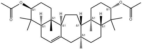 3β,21α-ジアセトキシ-18,22,22-トリメチル-17,27,29,30-テトラノル-C-ホモオレアナ-14-エン 化学構造式