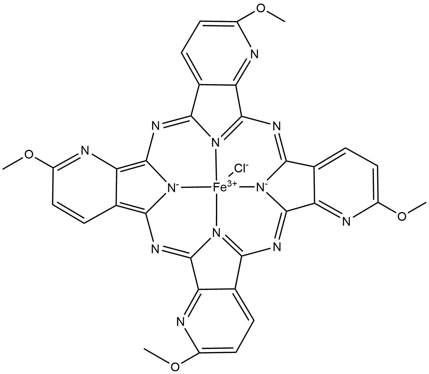 Iron, chloro[2,9,16,23-tetramethoxy-29H,31H-tetrapyrido[2,3-b:2′,3′-g:2′′,3′′-l:2′′′,3′′′-q]porphyrazinato(2-)-κN29,κN30,κN31,κN32]-, (SP-5-12)- (ACI) 结构式
