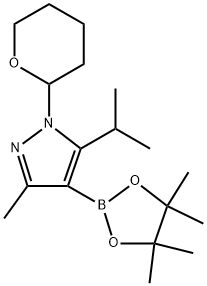 5-异丙基-3-甲基-1-(四氢2H-吡喃-2-基)-4-(4,4,5,5-四甲基-1,3,2-二氧杂硼杂环戊烷-2-基)-1H-吡唑 结构式