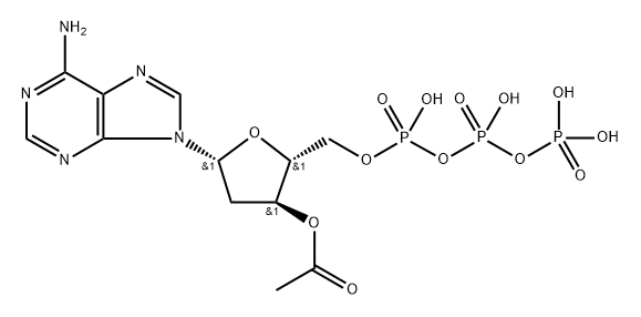 3'-O-乙酰基-2'-脱氧腺苷-5'-三磷酸(3'-O-AC-2'-DATP·NA3) 结构式
