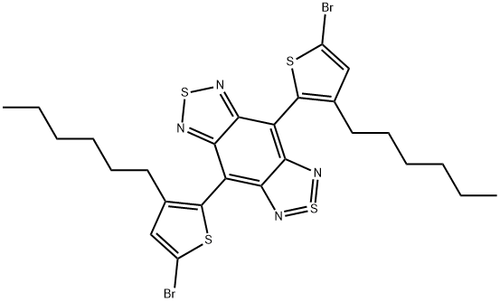 4,8-二(5-溴-3-己基)噻吩-2-基)苯并[1,2-C:4,5-C]双([1,2,5]噻二唑) 结构式