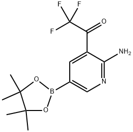 1-(2-Amino-5-(4,4,5,5-tetramethyl-1,3,2-dioxaborolan-2-yl)pyridin-3-yl)-2,2,2-trifluoroethan-1-one Struktur
