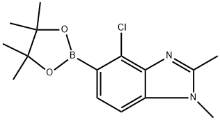 4-氯-1,2-二甲基-5-(4,4,5,5-四甲基-1,3,2-二氧杂硼烷-2-基)-1H-苯并[D]咪唑,2818960-59-5,结构式