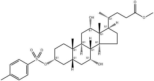 Cholan-24-oic acid, 7,12-dihydroxy-3-[[(4-methylphenyl)sulfonyl]oxy]-, methyl ester, (3α,5β,7α,12α)- Struktur