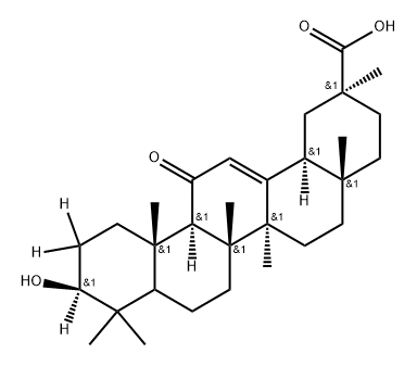 (2S,4aS,6aS,6bR,10S,12aS,12bR,14bS)-10-hydroxy-2,4a,6a,6b,9,9,12a-heptamethyl-13-oxo-1,2,3,4,4a,5,6,6a,6b,7,8,8a,9,10,11,12,12a,12b,13,14b-icosahydropicene-2-carboxylic-10,11,11-d3 acid Struktur